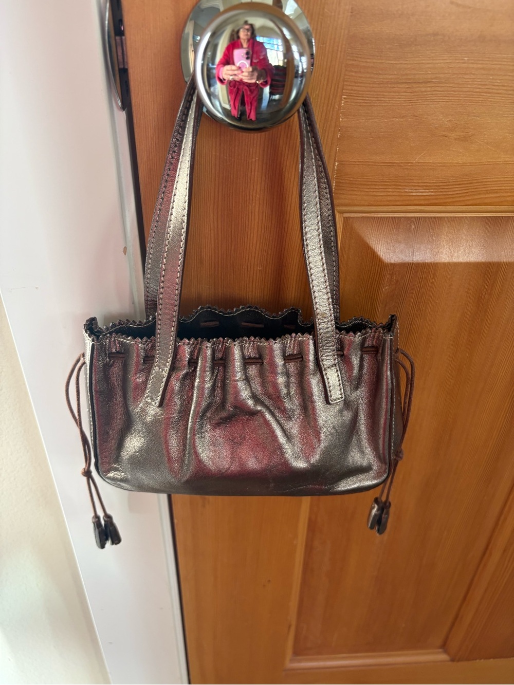 Anya Hindmarch bronze leather handbag